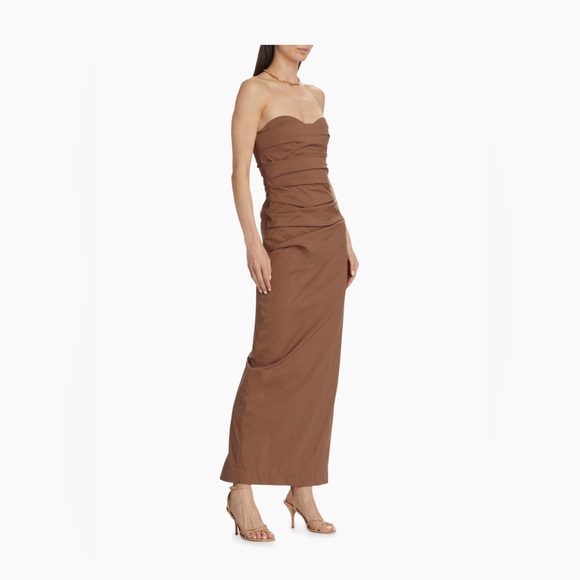 SIR the label Alba Ruched Strapless Dress Gown Mocha Sz 0 (US 2) NWT - Picture 3 of 6